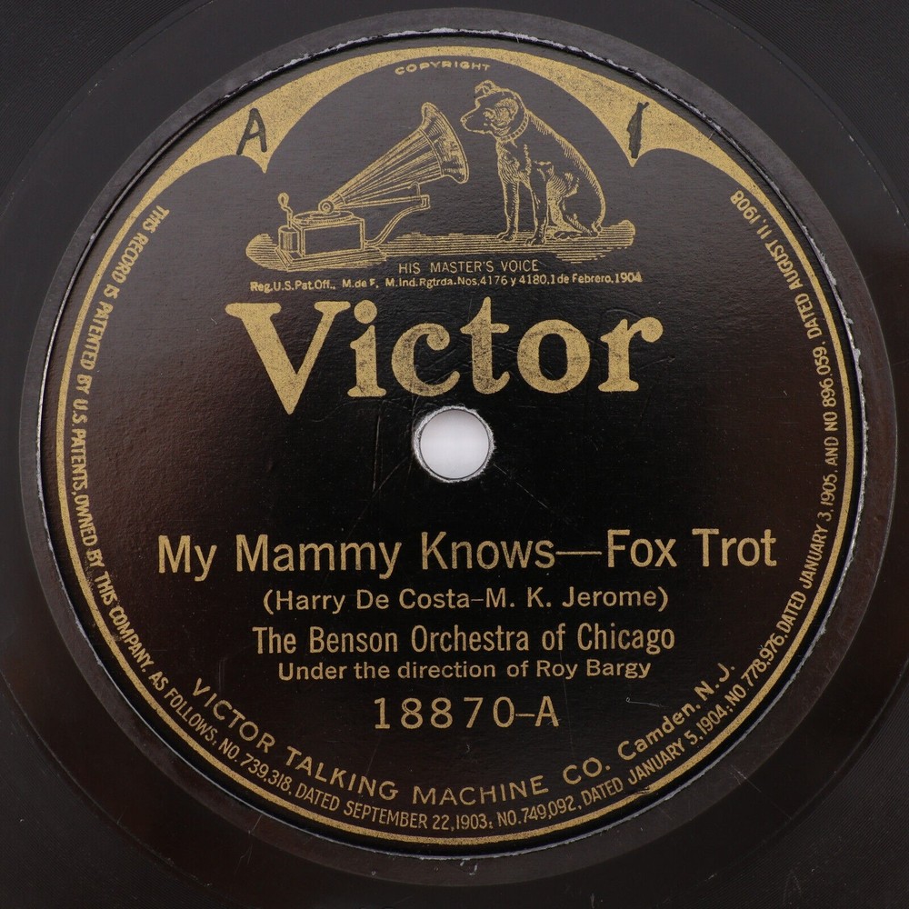 The Benson Orchestra Of Chicago – My Mammy Knows / Angel Child 10" 78 rpm Record